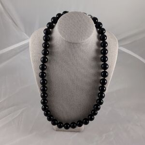 Judith Ripka Onyx Beaded Necklace CZ Basic Black